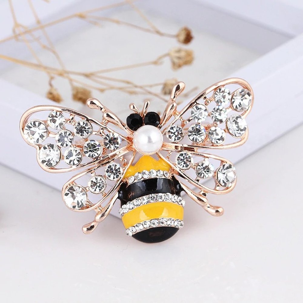 COPY - Large 2.25" Rhinestone Bee Pin Brooch - Picture 4 of 4